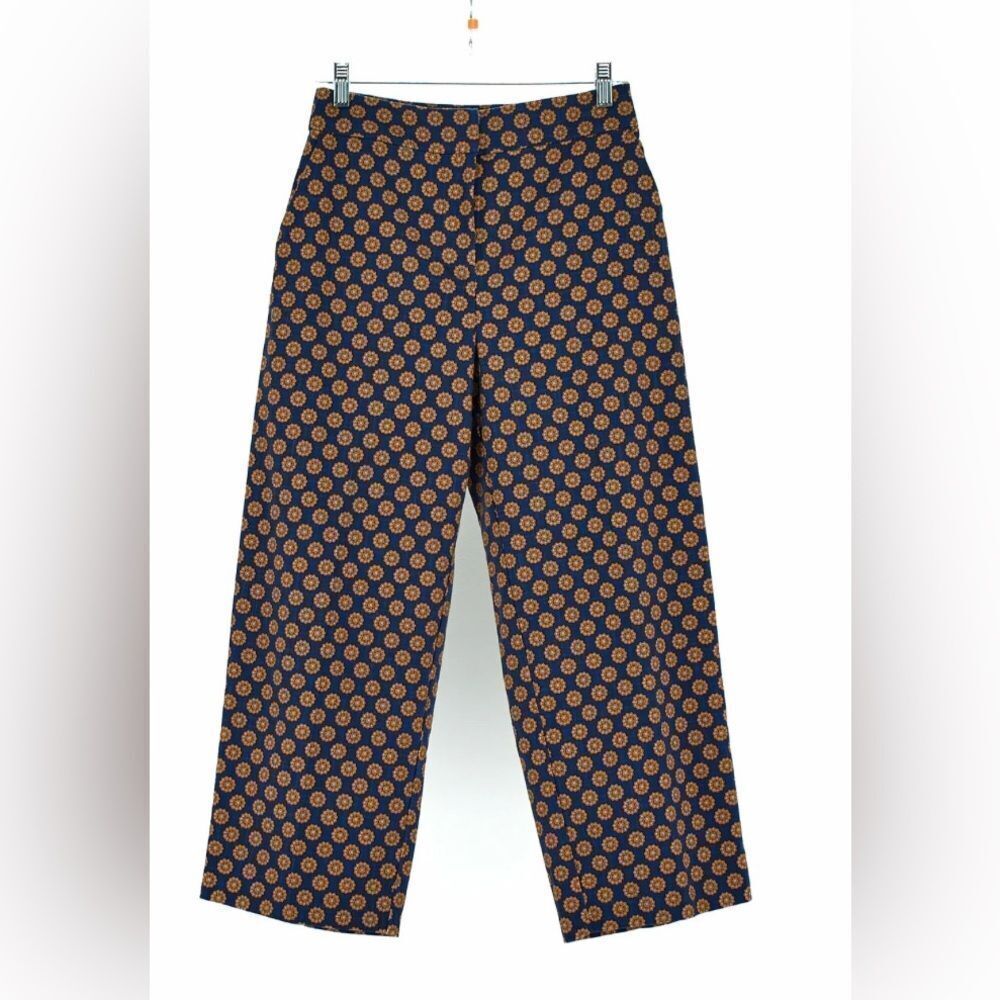 NWOT Boden cropped Print pants Trousers BLUE & ORANGE Size 6R